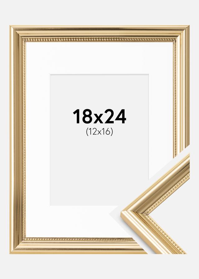 Ramme Gala Guld 18x24 cm - Passepartout Hvid 13x17 cm