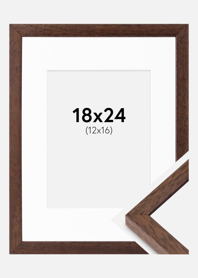 Ramme Ares Teak 18x24 cm - Passepartout Hvid 13x17 cm