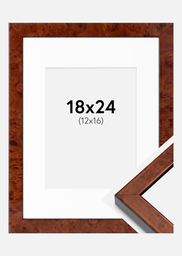 Ramme Hermes valnød 18x24 cm - Passepartout Hvid 13x17 cm