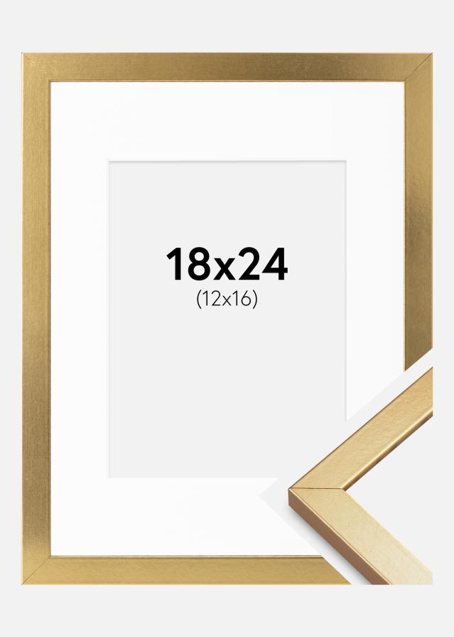 Ramme Minerva Guld 18x24 cm - Passepartout Hvid 13x17 cm