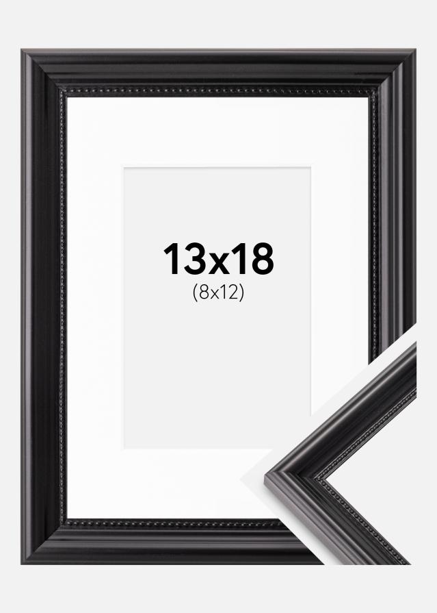 Ramme Gala Sort 13x18 cm - Passepartout Hvid 9x13 cm