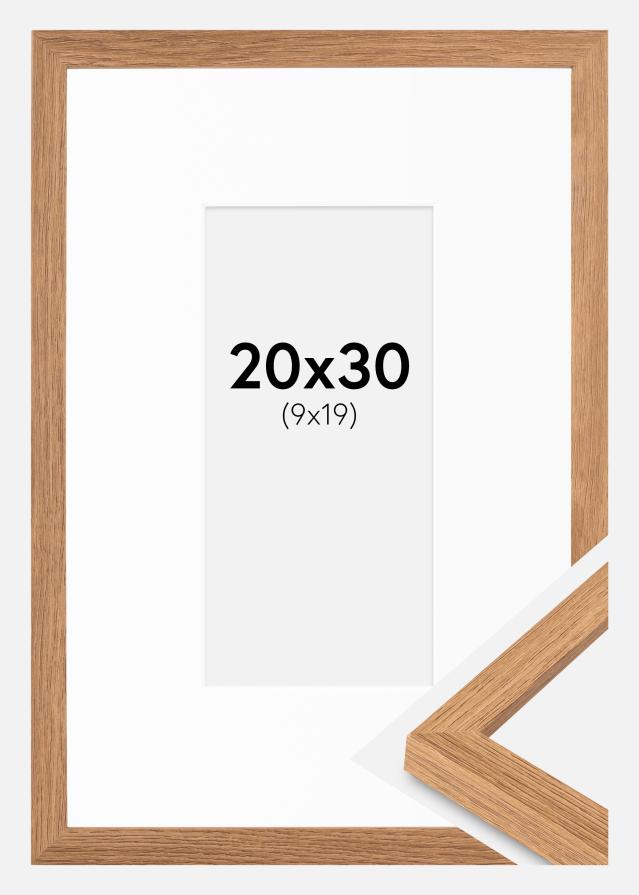 Ramme Modern Teak 20x30 cm - Passepartout Hvid 10x20 cm
