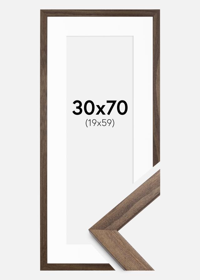 Ramme Stilren Valnød 30x70 cm - Passepartout Hvid 20x60 cm