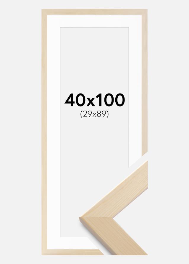 Ramme Trendline Natur 40x100 cm - Passepartout Hvid 30x90 cm