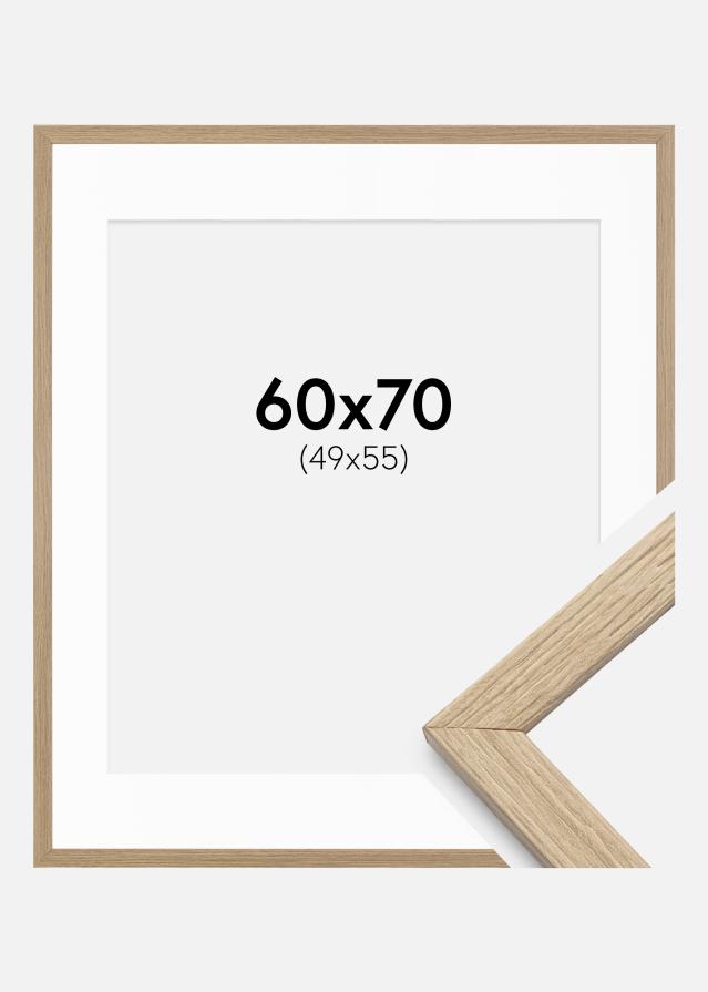 Ramme Stilren Eg 60x70 cm - Passepartout Hvid 50x56 cm