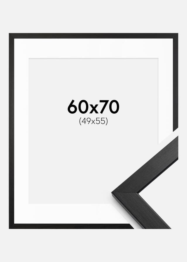 Ramme Stilren Sort 60x70 cm - Passepartout Hvid 50x56 cm