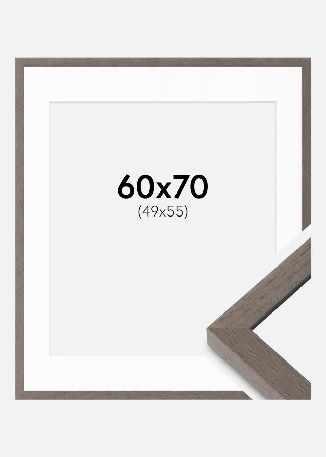 Ramme Hermes Grå 60x70 cm - Passepartout Hvid 50x56 cm