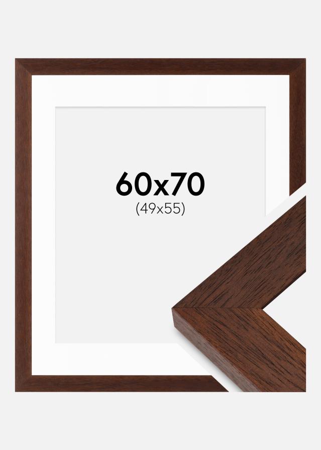 Ramme Juno Teak 60x70 cm - Passepartout Hvid 50x56 cm