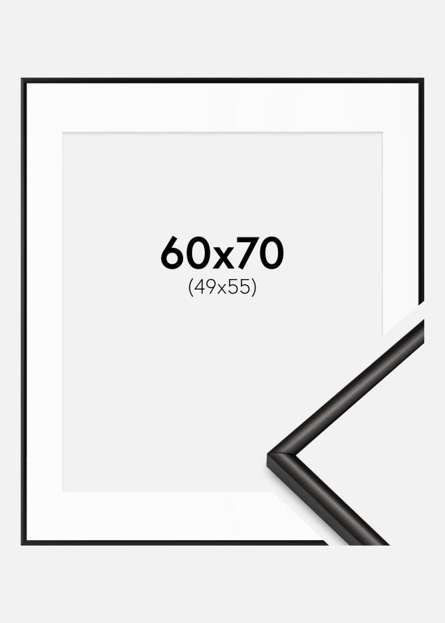 Ramme Scandi Mat Sort 60x70 cm - Passepartout Hvid 50x56 cm