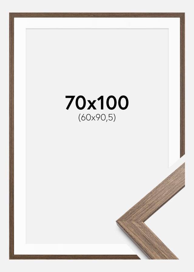 Ramme Stilren kold Brun 70x100 cm - Passepartout Hvid 61x91,5 cm