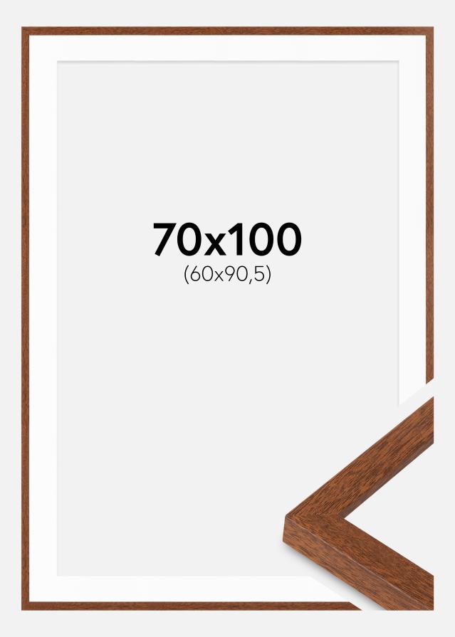 Ramme Modern varmt Brun 70x100 cm - Passepartout Hvid 61x91,5 cm