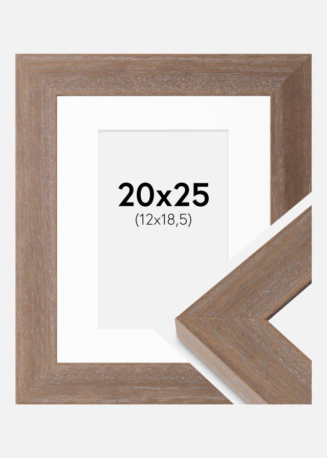 Ramme Juno Grå 20x25 cm - Passepartout Hvid 13x19,5 cm
