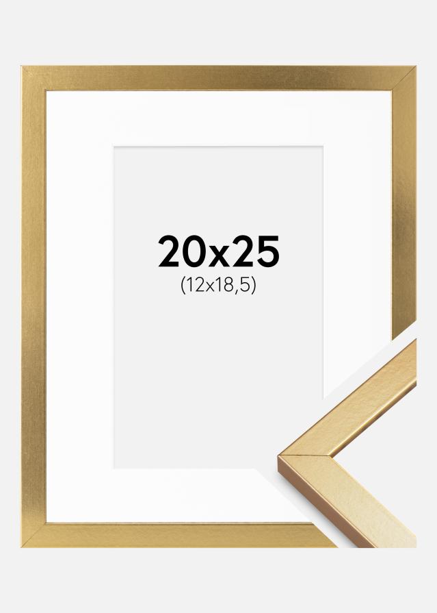 Ramme Minerva Guld 20x25 cm - Passepartout Hvid 13x19,5 cm