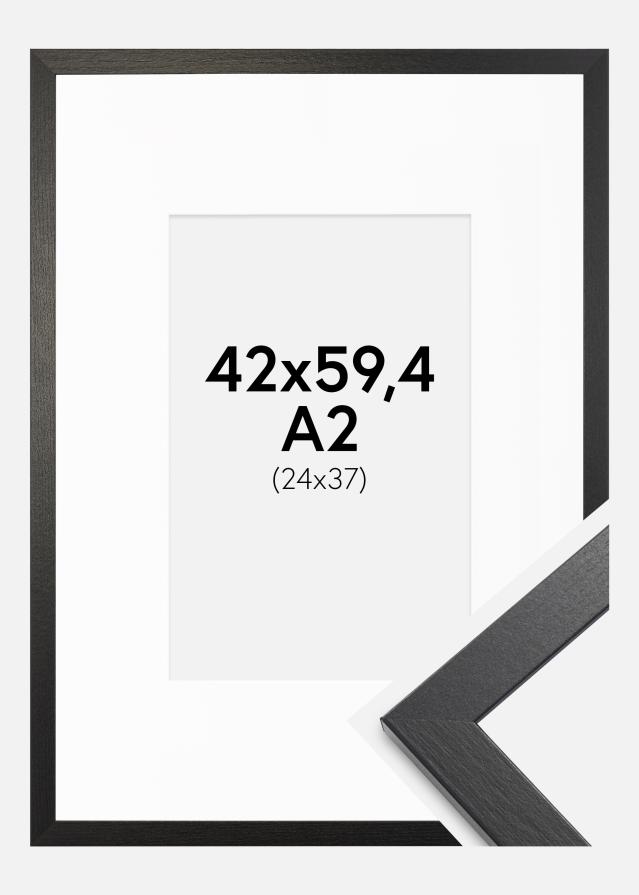 Ramme Stilren sort Eg 42x59,4 cm - Passepartout Hvid 25x38 cm