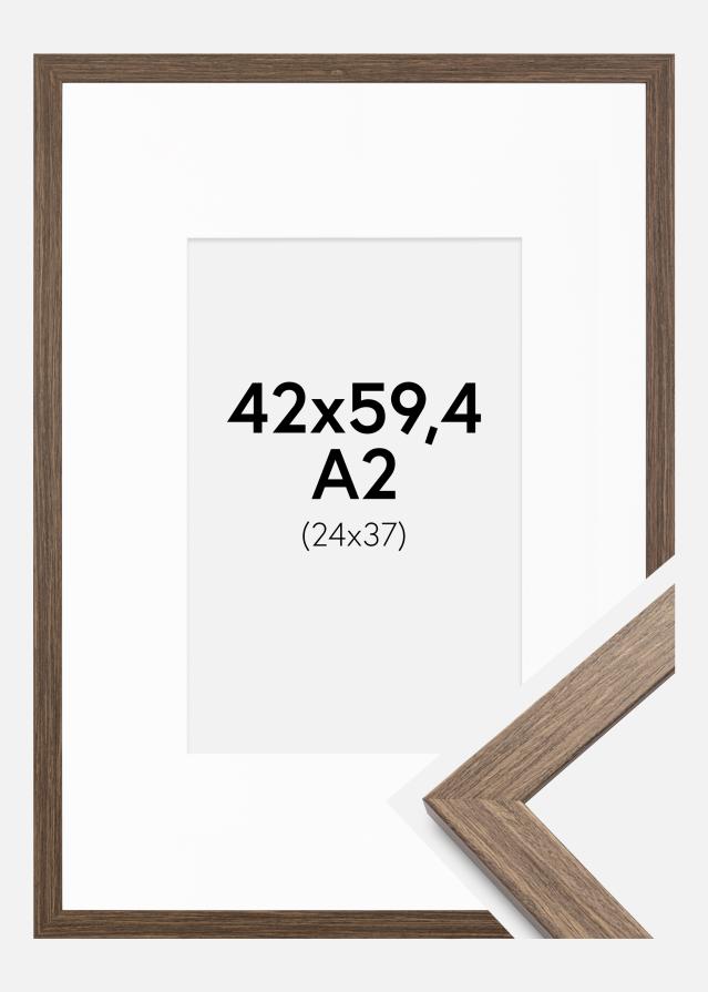 Ramme Stilren kold Brun 42x59,4 cm - Passepartout Hvid 25x38 cm