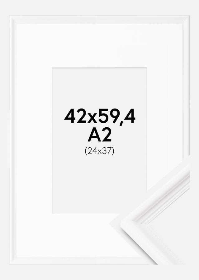 Ramme Gala Hvid 42x59,4 cm (A2) - Passepartout Hvid 25x38 cm