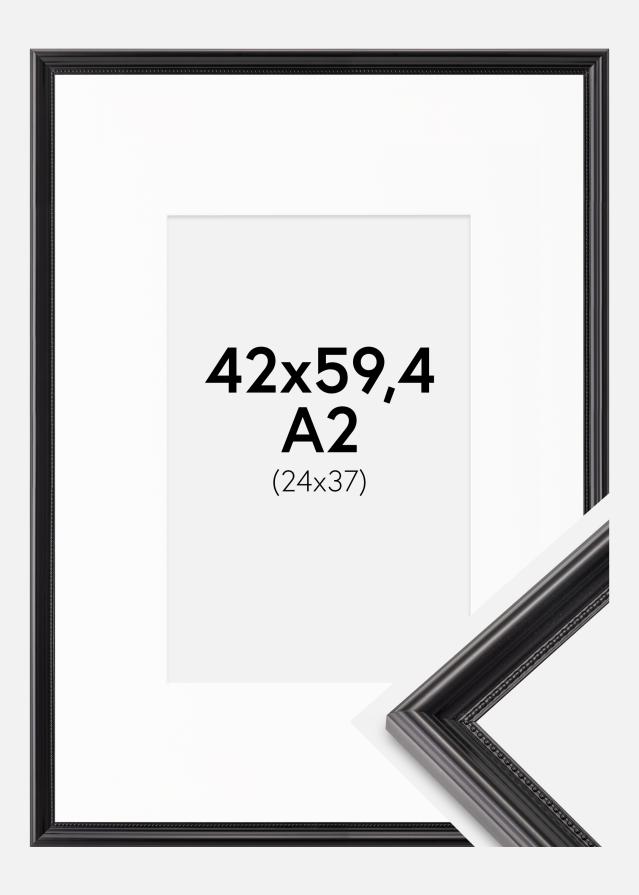 Ramme Gala Sort 42x59,4 cm (A2) - Passepartout Hvid 25x38 cm