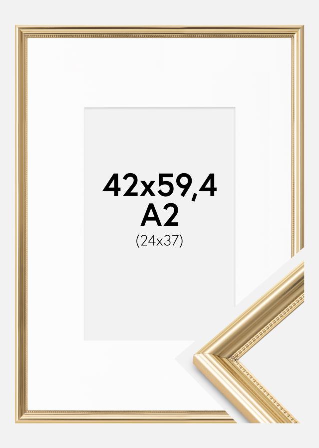 Ramme Gala Guld 42x59,4 cm (A2) - Passepartout Hvid 25x38 cm
