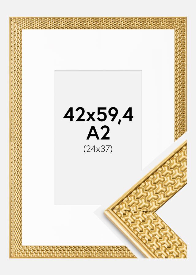 Ramme Grace Guld 42x59,4 cm (A2) - Passepartout Hvid 25x38 cm