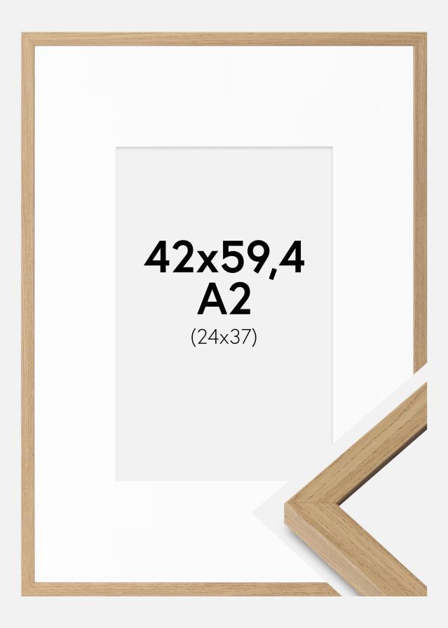 Ramme Ares Naturlig Eg 42x59,4 cm - Passepartout Hvid 25x38 cm