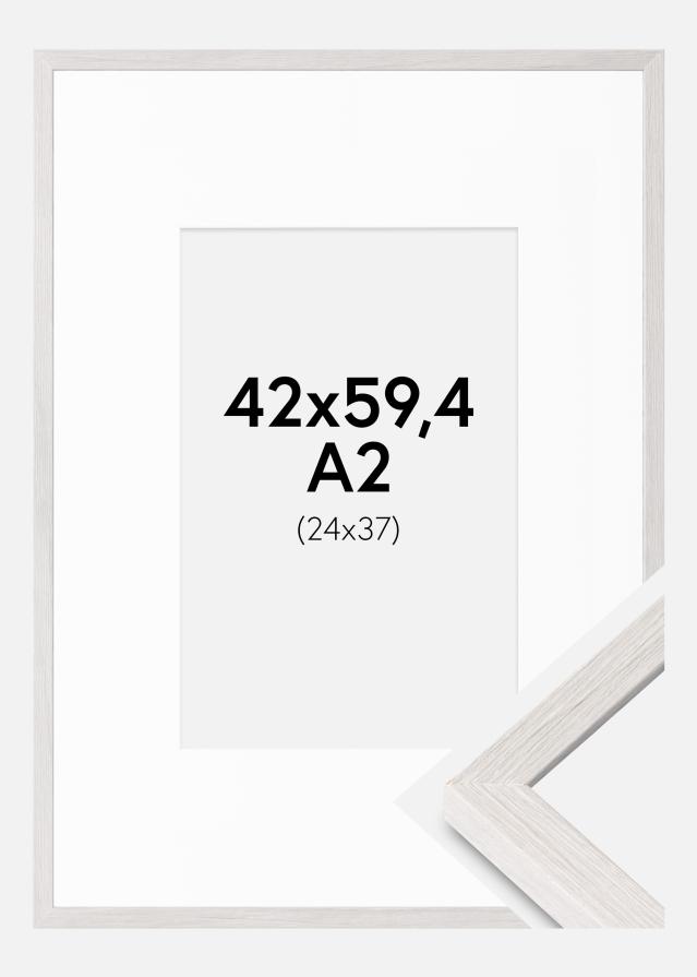 Ramme Ares Hvid Eg 42x59,4 cm - Passepartout Hvid 25x38 cm
