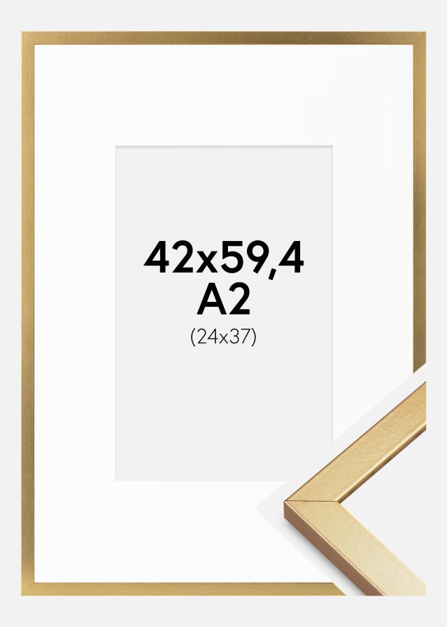 Ramme Minerva Guld 42x59,4 cm - Passepartout Hvid 25x38 cm