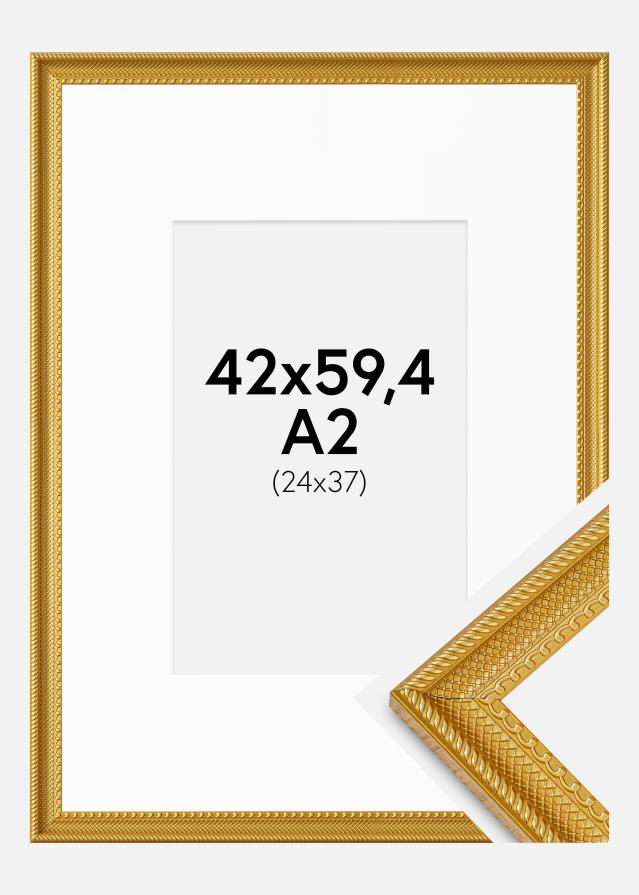 Ramme Lattice Guld 42x59,4 cm - Passepartout Hvid 25x38 cm