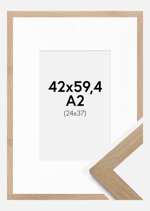 Ramme Hoei Bambus 42x59,4 cm - Passepartout Hvid 25x38 cm
