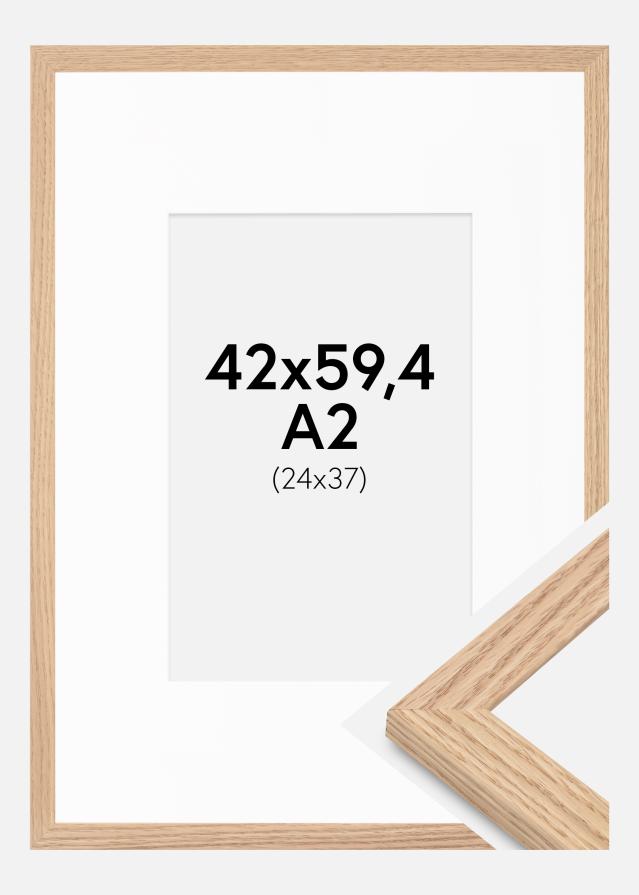 Ramme Tidlös Massiv Eg 42x59,4 cm - Passepartout Hvid 25x38 cm
