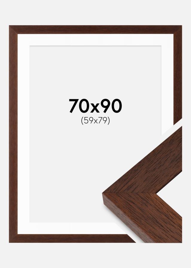 Ramme Juno Teak 70x90 cm - Passepartout Hvid 60x80 cm