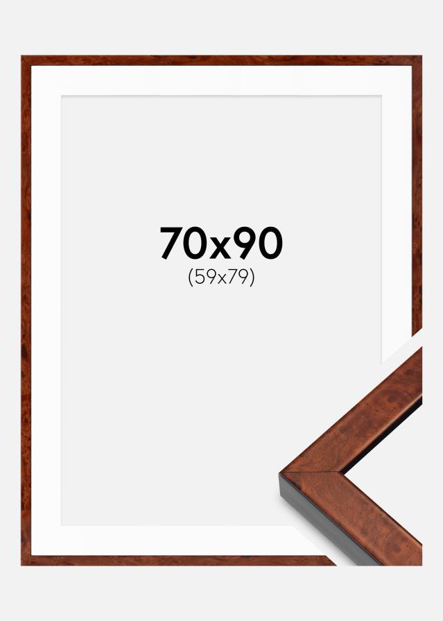 Ramme Hermes valnød 70x90 cm - Passepartout Hvid 60x80 cm