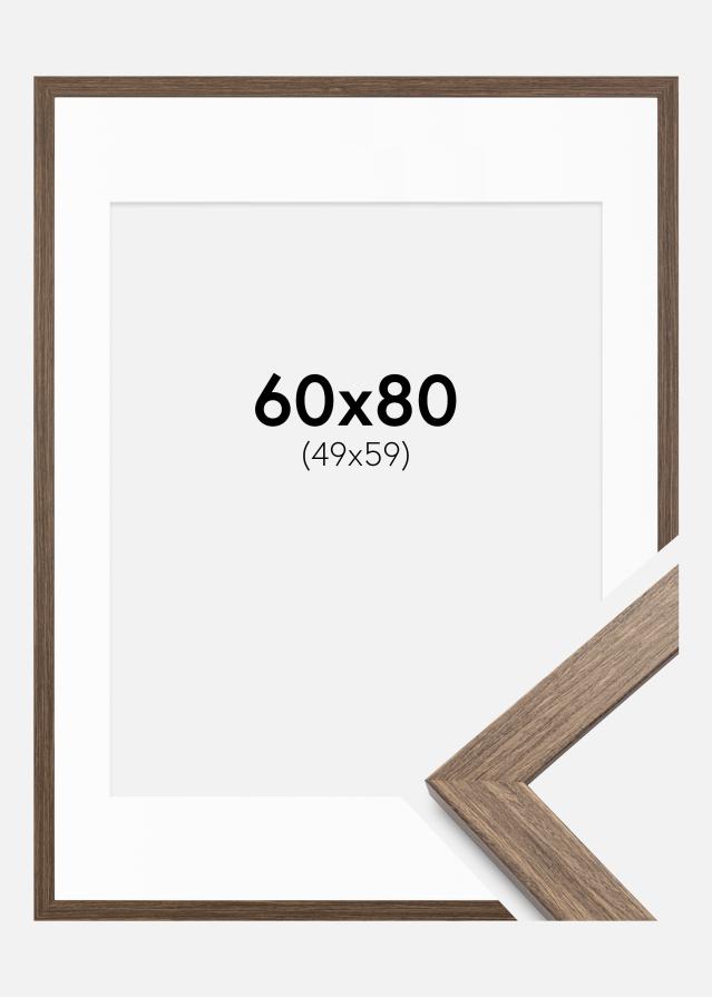 Ramme Stilren kold Brun 60x80 cm - Passepartout Hvid 50x60 cm