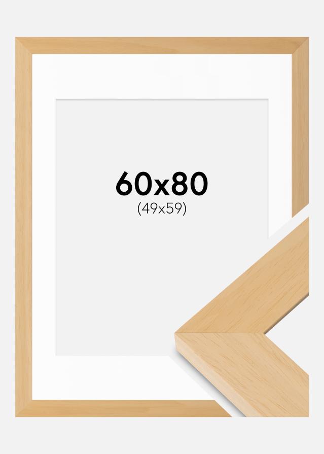 Ramme Juno Træ 60x80 cm - Passepartout Hvid 50x60 cm