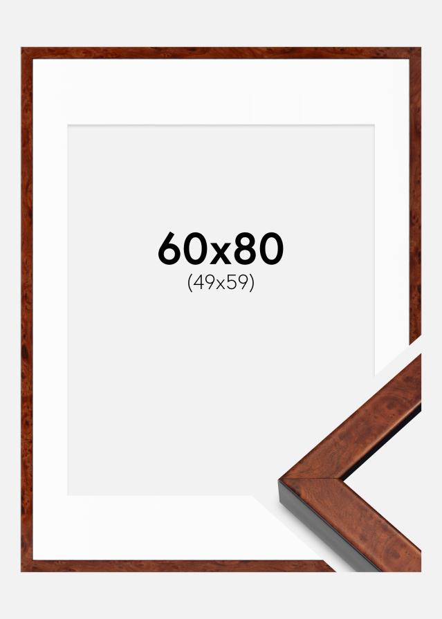 Ramme Hermes valnød 60x80 cm - Passepartout Hvid 50x60 cm