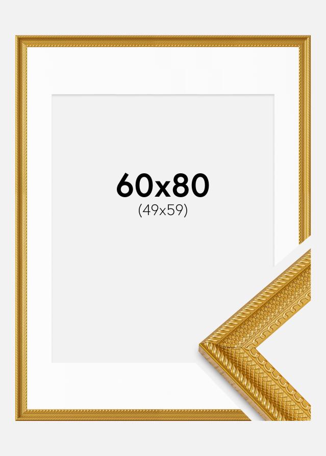 Ramme Lattice Guld 60x80 cm - Passepartout Hvid 50x60 cm