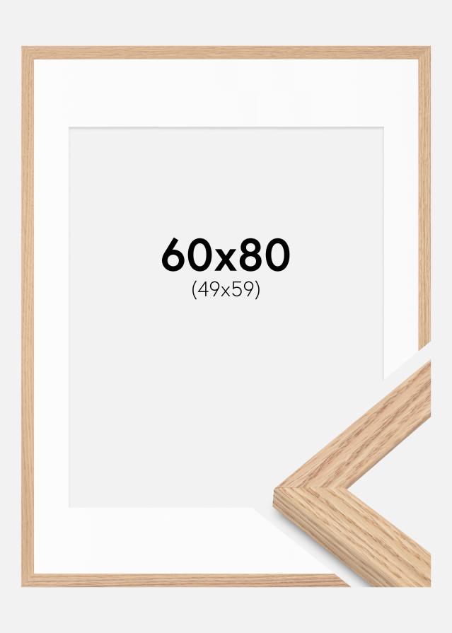 Ramme Tidlös massiv eg 60x80 cm - Passepartout hvid 50x60 cm
