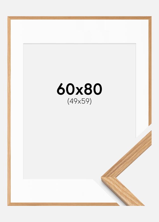 Ramme Massiv Eg 60x80 cm - Passepartout Hvid 50x60 cm