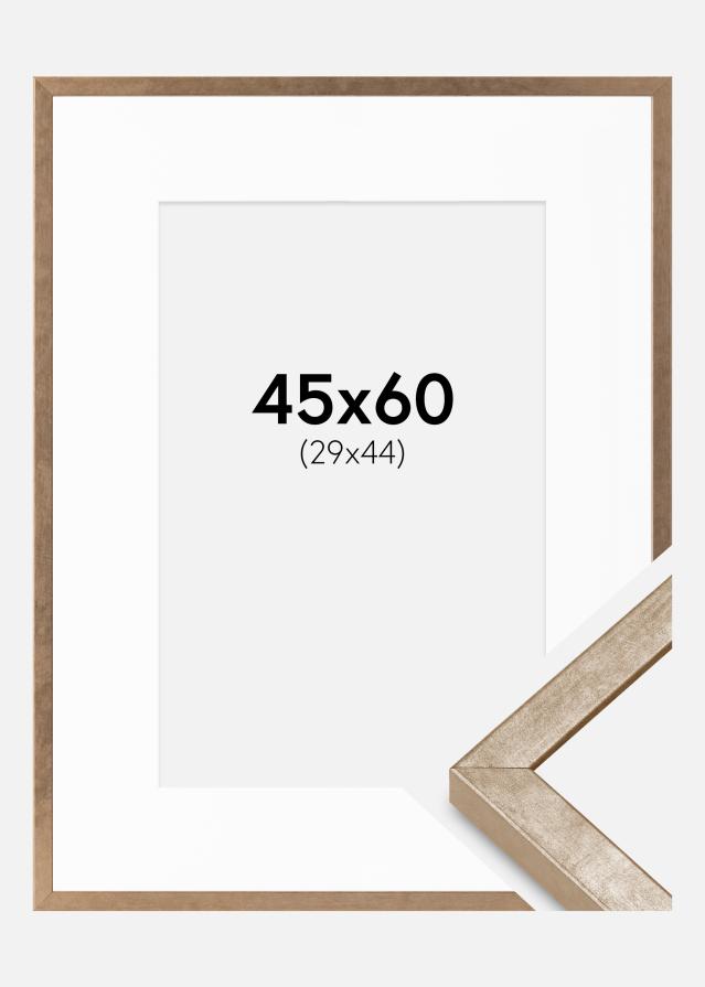 Ramme Ares Messing 45x60 cm - Passepartout Hvid 30x45 cm