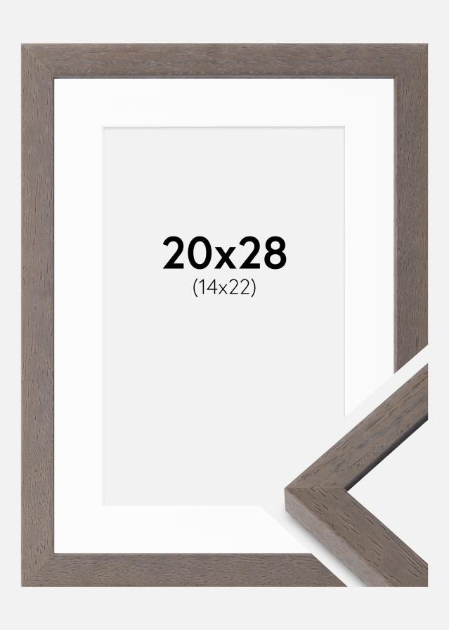 Ramme Hermes Grå 20x28 cm - Passepartout Hvid 15x23 cm