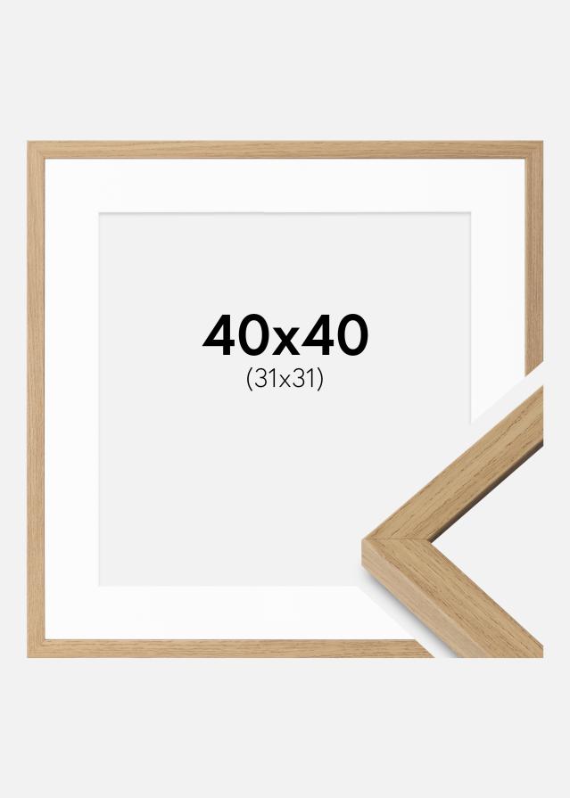 Ramme Ares Naturlig Eg 40x40 cm - Passepartout Hvid 32x32 cm