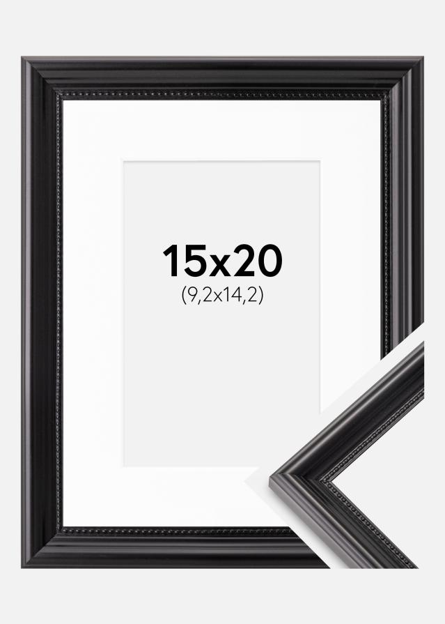 Ramme Gala Sort 15x20 cm - Passepartout Hvid 4x6 inches