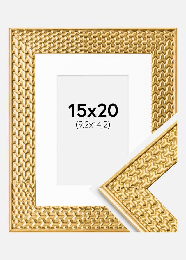 Ramme Grace Guld 15x20 cm - Passepartout Hvid 4x6 inches
