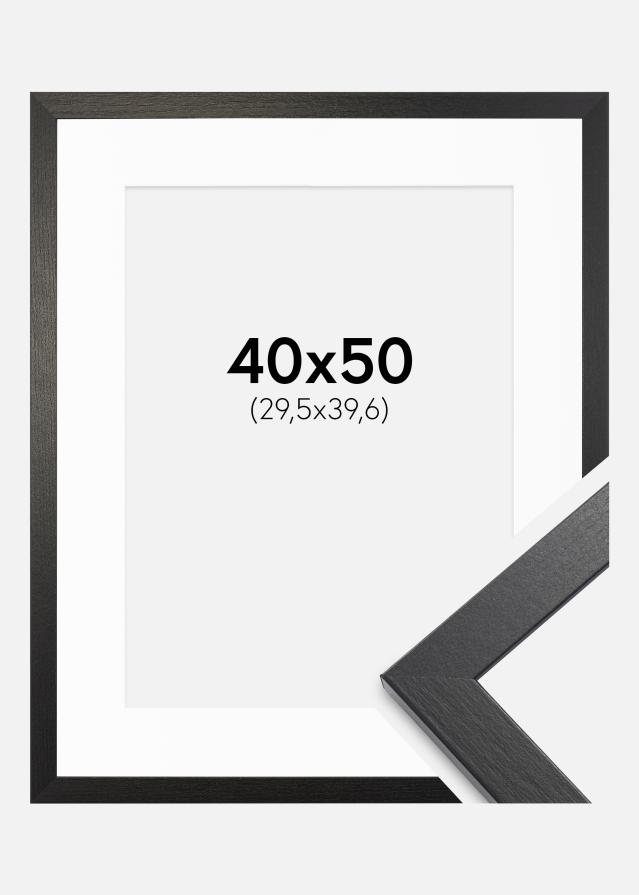 Ramme Stilren sort Eg 40x50 cm - Passepartout Hvid 12x16 inches