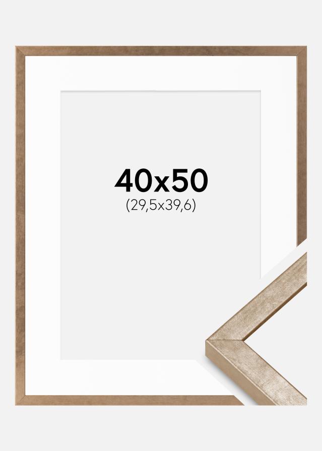 Ramme Ares Messing 40x50 cm - Passepartout Hvid 12x16 inches
