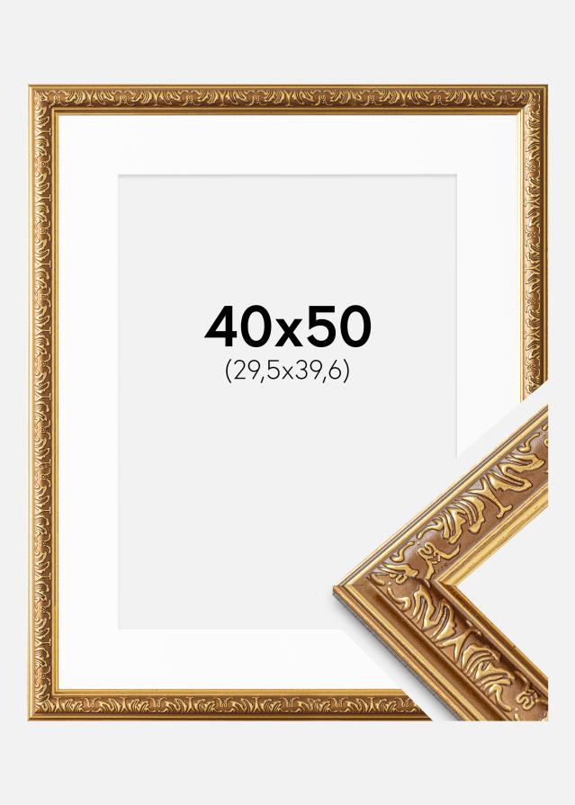 Ramme Swirl Guld 40x50 cm - Passepartout Hvid 12x16 inches