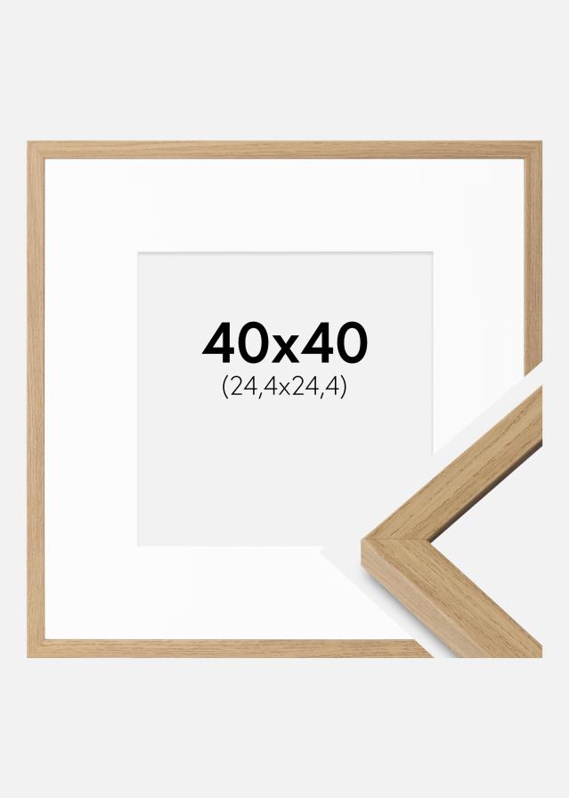 Ramme Ares Naturlig eg 40x40 cm - Passepartout Hvid 10x10 inches