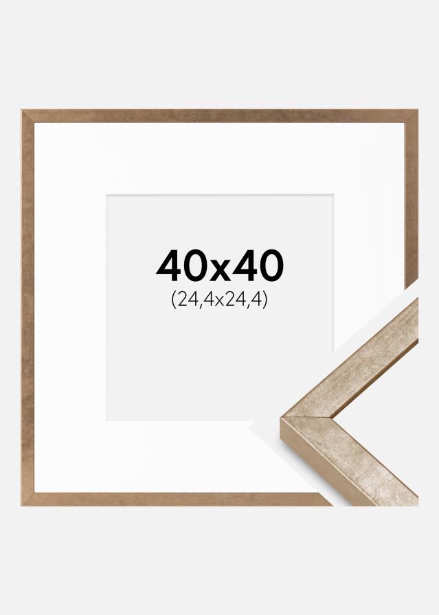 Ramme Ares Messing 40x40 cm - Passepartout Hvid 10x10 inches