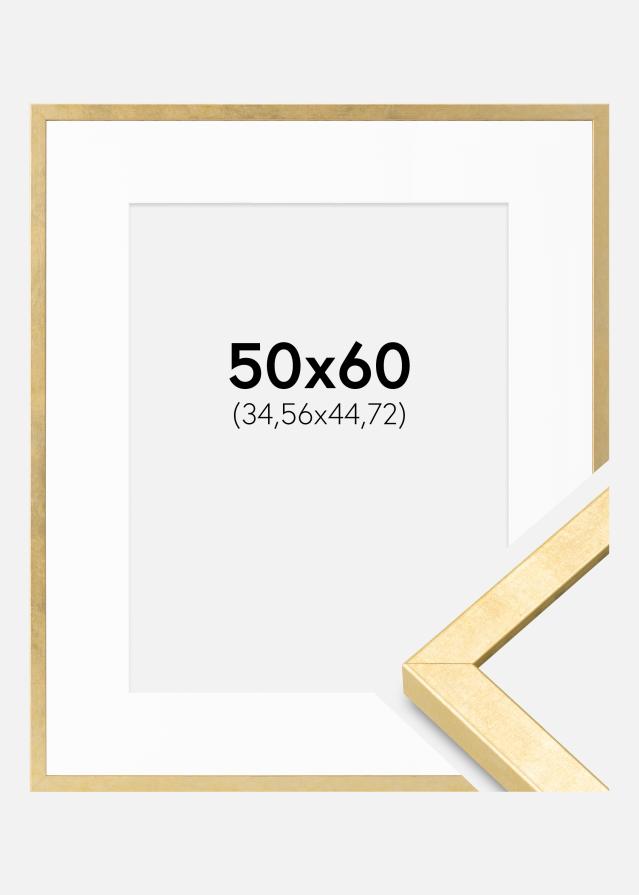 Ramme Ares Guld 50x60 cm - Passepartout Hvid 14x18 inches