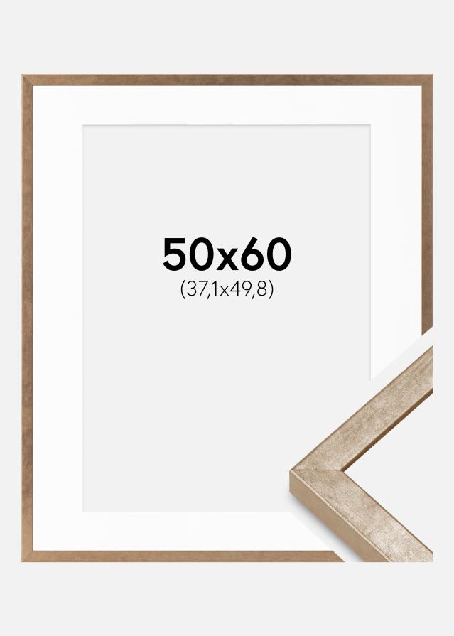 Ramme Ares Messing 50x60 cm - Passepartout Hvid 15x20 inches
