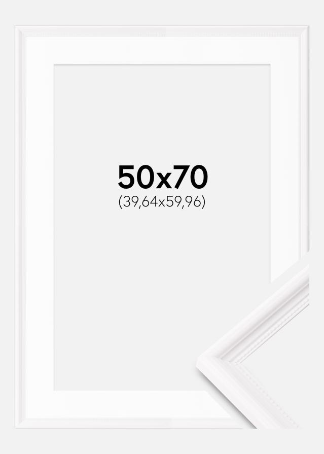 Ramme Gala Hvid 50x70 cm - Passepartout Hvid 16x24 inches